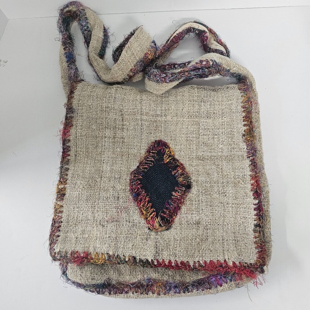 Lakhays Messenger Crossbody Bag Hemp Hippie Festival Boho Fringe Grunge